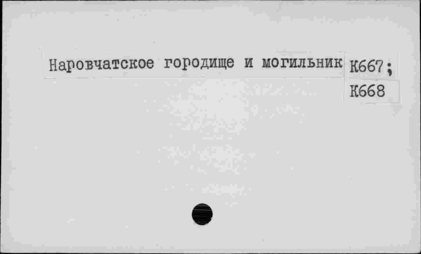 ﻿Наровчатское городище и могильник кбб7;
К668